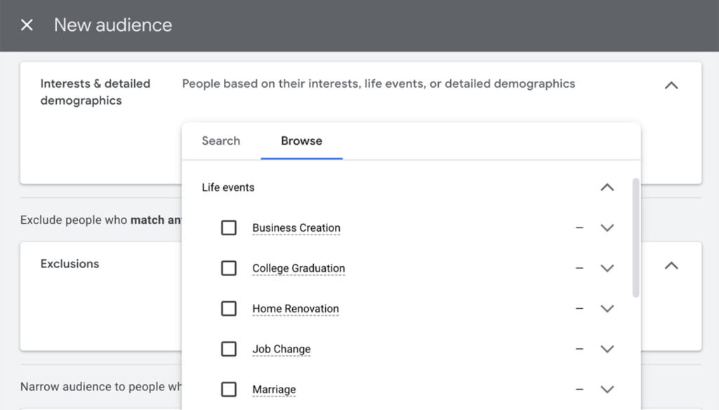 Target Audiences by Life Events