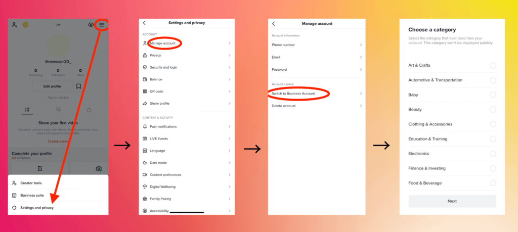 Setup TikTok-Business