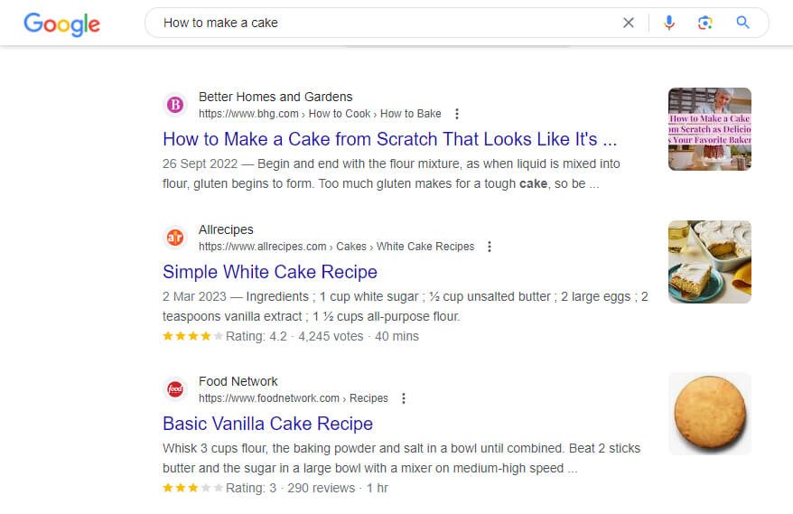 how to make a cake search result