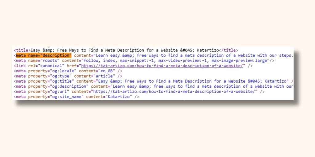 How to check meta description using source code